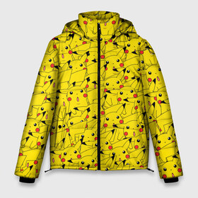 Мужская зимняя куртка 3D с принтом ПИКАЧУ в Тюмени, верх — 100% полиэстер; подкладка — 100% полиэстер; утеплитель — 100% полиэстер | длина ниже бедра, свободный силуэт Оверсайз. Есть воротник-стойка, отстегивающийся капюшон и ветрозащитная планка. 

Боковые карманы с листочкой на кнопках и внутренний карман на молнии. | art | pikachu | pikapika | pokemon | десткая одежда | детектив | женская | игра | картина | мужская | пика | пикачу | подарок | покемон | фильм