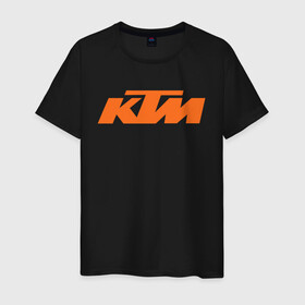 Мужская футболка хлопок с принтом кТм Лого в Тюмени, 100% хлопок | прямой крой, круглый вырез горловины, длина до линии бедер, слегка спущенное плечо. | enduro | ktm | moto | motocycle | sportmotorcycle | ктм | мото | мотоспорт