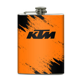 Фляга с принтом KTM в Тюмени, металлический корпус | емкость 0,22 л, размер 125 х 94 мм. Виниловая наклейка запечатывается полностью | enduro | ktm | moto | motocycle | sportmotorcycle | ктм | мото | мотоспорт