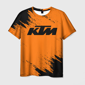 Мужская футболка 3D с принтом KTM в Тюмени, 100% полиэфир | прямой крой, круглый вырез горловины, длина до линии бедер | enduro | ktm | moto | motocycle | sportmotorcycle | ктм | мото | мотоспорт