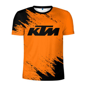 Мужская футболка 3D спортивная с принтом KTM в Тюмени, 100% полиэстер с улучшенными характеристиками | приталенный силуэт, круглая горловина, широкие плечи, сужается к линии бедра | enduro | ktm | moto | motocycle | sportmotorcycle | ктм | мото | мотоспорт