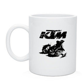 Кружка керамическая с принтом KTM в Тюмени, керамика | объем — 330 мл, диаметр — 80 мм. Принт наносится на бока кружки, можно сделать два разных изображения | enduro | ktm | moto | motocycle | sportmotorcycle | ктм | мото | мотоспорт