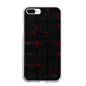 Чехол для iPhone 7Plus/8 Plus матовый с принтом 3D Плиты Red & Black в Тюмени, Силикон | Область печати: задняя сторона чехла, без боковых панелей | 3d | 3д | 3д полосы | led | led подсветка | красночерный | красный | полосы | свет | свечение | текстуры | черно красный | черный