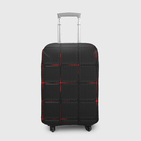 Чехол для чемодана 3D с принтом 3D Плиты Red & Black в Тюмени, 86% полиэфир, 14% спандекс | двустороннее нанесение принта, прорези для ручек и колес | 3d | 3д | 3д полосы | led | led подсветка | красночерный | красный | полосы | свет | свечение | текстуры | черно красный | черный