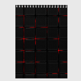 Скетчбук с принтом 3D Плиты Red & Black в Тюмени, 100% бумага
 | 48 листов, плотность листов — 100 г/м2, плотность картонной обложки — 250 г/м2. Листы скреплены сверху удобной пружинной спиралью | 3d | 3д | 3д полосы | led | led подсветка | красночерный | красный | полосы | свет | свечение | текстуры | черно красный | черный