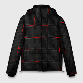 Мужская зимняя куртка 3D с принтом 3D Плиты Red & Black в Тюмени, верх — 100% полиэстер; подкладка — 100% полиэстер; утеплитель — 100% полиэстер | длина ниже бедра, свободный силуэт Оверсайз. Есть воротник-стойка, отстегивающийся капюшон и ветрозащитная планка. 

Боковые карманы с листочкой на кнопках и внутренний карман на молнии. | 3d | 3д | 3д полосы | led | led подсветка | красночерный | красный | полосы | свет | свечение | текстуры | черно красный | черный