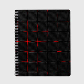 Тетрадь с принтом 3D Плиты Red & Black в Тюмени, 100% бумага | 48 листов, плотность листов — 60 г/м2, плотность картонной обложки — 250 г/м2. Листы скреплены сбоку удобной пружинной спиралью. Уголки страниц и обложки скругленные. Цвет линий — светло-серый
 | 3d | 3д | 3д полосы | led | led подсветка | красночерный | красный | полосы | свет | свечение | текстуры | черно красный | черный