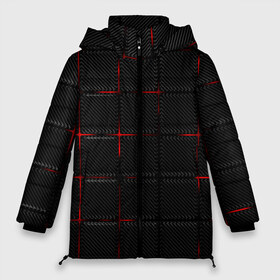 Женская зимняя куртка 3D с принтом 3D Плиты Red & Black в Тюмени, верх — 100% полиэстер; подкладка — 100% полиэстер; утеплитель — 100% полиэстер | длина ниже бедра, силуэт Оверсайз. Есть воротник-стойка, отстегивающийся капюшон и ветрозащитная планка. 

Боковые карманы с листочкой на кнопках и внутренний карман на молнии | 3d | 3д | 3д полосы | led | led подсветка | красночерный | красный | полосы | свет | свечение | текстуры | черно красный | черный