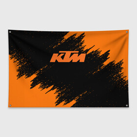Флаг-баннер с принтом KTM в Тюмени, 100% полиэстер | размер 67 х 109 см, плотность ткани — 95 г/м2; по краям флага есть четыре люверса для крепления | enduro | ktm | moto | moto sport | motocycle | sportmotorcycle | ктм | мото | мото спорт | мотоспорт | спорт мото