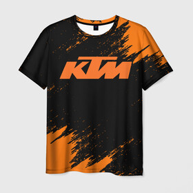Мужская футболка 3D с принтом KTM в Тюмени, 100% полиэфир | прямой крой, круглый вырез горловины, длина до линии бедер | enduro | ktm | moto | moto sport | motocycle | sportmotorcycle | ктм | мото | мото спорт | мотоспорт | спорт мото