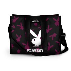 Сумка-шоппер 3D с принтом PLAYBOY в Тюмени, 100% полиэстер | застегивается на металлическую кнопку; внутренний карман застегивается на молнию. Стенки укреплены специальным мягким материалом, чтобы защитить содержимое от несильных ударов
 | brand | brazzers | fake taxi | faketaxi | hub | mode | playboy | бразерс | бренд | мода | фейк такси