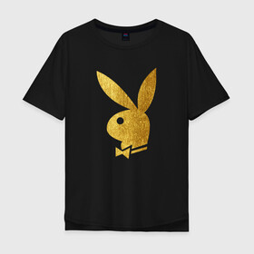 Мужская футболка хлопок Oversize с принтом PLAYBOY GOLD в Тюмени, 100% хлопок | свободный крой, круглый ворот, “спинка” длиннее передней части | Тематика изображения на принте: brand | brazzers | fake taxi | faketaxi | hub | mode | playboy | бразерс | бренд | мода | фейк такси