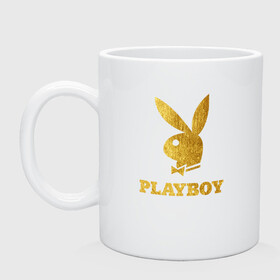 Кружка керамическая с принтом PLAYBOY GOLD в Тюмени, керамика | объем — 330 мл, диаметр — 80 мм. Принт наносится на бока кружки, можно сделать два разных изображения | brand | brazzers | fake taxi | faketaxi | hub | mode | playboy | бразерс | бренд | мода | фейк такси