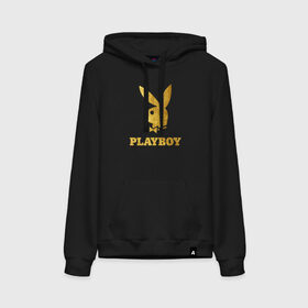 Женская толстовка с принтом PLAYBOY GOLD в Тюмени, френч-терри, мягкий теплый начес внутри (100% хлопок) | карман-кенгуру, эластичные манжеты и нижняя кромка, капюшон с подкладом и шнурком | brand | brazzers | fake taxi | faketaxi | hub | mode | playboy | бразерс | бренд | мода | фейк такси