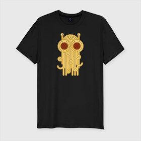 Мужская футболка хлопок Slim с принтом The flying spaghetti monster в Тюмени, 92% хлопок, 8% лайкра | приталенный силуэт, круглый вырез ворота, длина до линии бедра, короткий рукав | Тематика изображения на принте: food | fsm | monster | ежа | лапша | монстр | паста