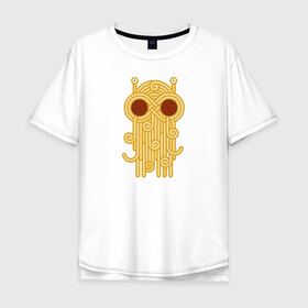 Мужская футболка хлопок Oversize с принтом The flying spaghetti monster в Тюмени, 100% хлопок | свободный крой, круглый ворот, “спинка” длиннее передней части | food | fsm | monster | ежа | лапша | монстр | паста