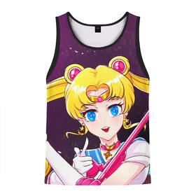 Мужская майка 3D с принтом Sailor Moon в Тюмени, 100% полиэстер | круглая горловина, приталенный силуэт, длина до линии бедра. Пройма и горловина окантованы тонкой бейкой | Тематика изображения на принте: anime | japan | manga | sailor moon | аниме | девочка | девушка | луна | лунная призма | манга | сейлор мун | сэйлор мун | япония