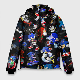 Мужская зимняя куртка 3D с принтом Sonic паттерн в Тюмени, верх — 100% полиэстер; подкладка — 100% полиэстер; утеплитель — 100% полиэстер | длина ниже бедра, свободный силуэт Оверсайз. Есть воротник-стойка, отстегивающийся капюшон и ветрозащитная планка. 

Боковые карманы с листочкой на кнопках и внутренний карман на молнии. | amy rose | blaze the cat | hedgehog | sega | silver | sonic | доктор эггман | ёж соник | ехидна наклз | кошка блейз | метал соник | сега | сильвер | соник