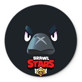 Коврик для мышки круглый с принтом Brawl Stars Voron в Тюмени, резина и полиэстер | круглая форма, изображение наносится на всю лицевую часть | voron | ворон