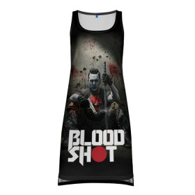 Платье-майка 3D с принтом BloodShot в Тюмени, 100% полиэстер | полуприлегающий силуэт, широкие бретели, круглый вырез горловины, удлиненный подол сзади. | bloodshot | valiant | vin diesel | бладшот | вин дизель | кино | фильм | фильм 2020