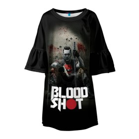 Детское платье 3D с принтом BloodShot в Тюмени, 100% полиэстер | прямой силуэт, чуть расширенный к низу. Круглая горловина, на рукавах — воланы | bloodshot | valiant | vin diesel | бладшот | вин дизель | кино | фильм | фильм 2020