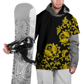 Накидка на куртку 3D с принтом Золотая хохлома в Тюмени, 100% полиэстер |  | бесконечный | бесшовный | жёлтый | завиток | золото | линия | лист | орнамент | повторение | позолоченный | природа | растение | роспись | русский | узор | цветок | чёрный | элемент