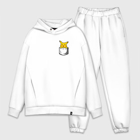 Мужской костюм хлопок OVERSIZE с принтом Карманный Пикачу в Тюмени,  |  | pikachoo | pikachu | pokemon | pokemons | в кармане | карман | карманный | мем пикачу | милый | пикачу | пикачу из мема | покемон | покемоны | прикол | прикольный | пришелец | удивлен