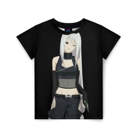 Детская футболка 3D с принтом Ninja Girl в Тюмени, 100% гипоаллергенный полиэфир | прямой крой, круглый вырез горловины, длина до линии бедер, чуть спущенное плечо, ткань немного тянется | аниме | девушка | длинные волосы | кунаи | милая девушка | ниндзя | черная одежда