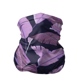 Бандана-труба 3D с принтом Tropical leaves 4 purple в Тюмени, 100% полиэстер, ткань с особыми свойствами — Activecool | плотность 150‒180 г/м2; хорошо тянется, но сохраняет форму | leaves | palms. тропические | tropical | листья | пальмы