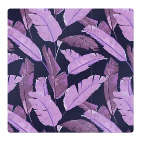 Магнитный плакат 3Х3 с принтом Tropical leaves 4 purple в Тюмени, Полимерный материал с магнитным слоем | 9 деталей размером 9*9 см | leaves | palms. тропические | tropical | листья | пальмы