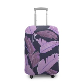 Чехол для чемодана 3D с принтом Tropical leaves 4 purple в Тюмени, 86% полиэфир, 14% спандекс | двустороннее нанесение принта, прорези для ручек и колес | leaves | palms. тропические | tropical | листья | пальмы