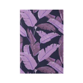 Обложка для паспорта матовая кожа с принтом Tropical leaves 4 purple в Тюмени, натуральная матовая кожа | размер 19,3 х 13,7 см; прозрачные пластиковые крепления | Тематика изображения на принте: leaves | palms. тропические | tropical | листья | пальмы