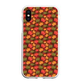 Чехол для iPhone XS Max матовый с принтом Maple leaves в Тюмени, Силикон | Область печати: задняя сторона чехла, без боковых панелей | leaves | maple | клён | кленовые | листопад | листья