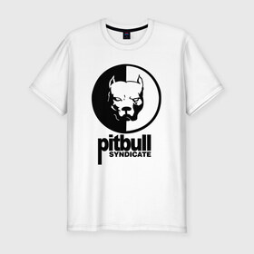 Мужская футболка хлопок Slim с принтом PITBULL в Тюмени, 92% хлопок, 8% лайкра | приталенный силуэт, круглый вырез ворота, длина до линии бедра, короткий рукав | 