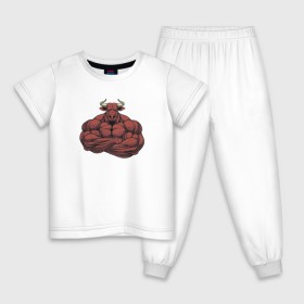 Детская пижама хлопок с принтом Красный Бык в Тюмени, 100% хлопок |  брюки и футболка прямого кроя, без карманов, на брюках мягкая резинка на поясе и по низу штанин
 | Тематика изображения на принте: 