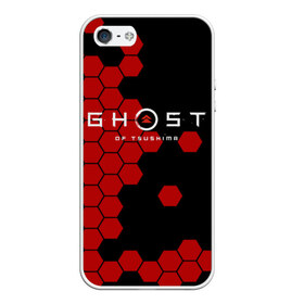 Чехол для iPhone 5/5S матовый с принтом Ghost в Тюмени, Силикон | Область печати: задняя сторона чехла, без боковых панелей | ghost of tsushima | playstation 4 | бесшумный | дзин | красный листок | монгол | монголы | монгольская империя | призрак | самураи | самурай | хан | цусима | япония