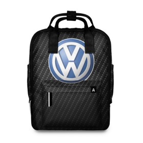 Женский рюкзак 3D с принтом Volkswagen Logo в Тюмени, 100% полиэстер | лямки с регулируемой длиной, сверху ручки, чтобы рюкзак нести как сумку. Основное отделение закрывается на молнию, как и внешний карман. Внутри два дополнительных кармана, один из которых закрывается на молнию. По бокам два дополнительных кармашка, куда поместится маленькая бутылочка
 | amarok | arteon | caravelle | golf | polo | scirocco | teramont | tiguan | to | touareg | transporter | volkswagen | vw | авто | автомобиль | ам | бренд | карбон | машина | машины | народный автомобиль | фольксваген