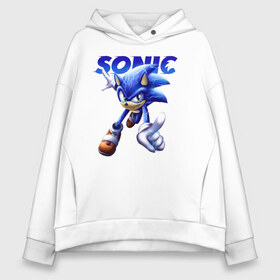 Женское худи Oversize хлопок с принтом SONIC в Тюмени, френч-терри — 70% хлопок, 30% полиэстер. Мягкий теплый начес внутри —100% хлопок | боковые карманы, эластичные манжеты и нижняя кромка, капюшон на магнитной кнопке | animal | games | hedgehog | sega | sonic | speed | speed sonic | быстрый ёж | ёж | ёжик | игры | персонаж | сега | синий ёж | скорость | соник