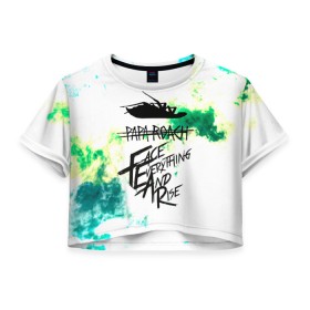 Женская футболка Crop-top 3D с принтом Papa Roach в Тюмени, 100% полиэстер | круглая горловина, длина футболки до линии талии, рукава с отворотами | face everything and rise | papa roach | американский рок | папа роч | рок | таракан
