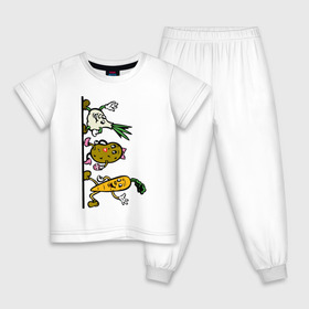 Детская пижама хлопок с принтом овощи в Тюмени, 100% хлопок |  брюки и футболка прямого кроя, без карманов, на брюках мягкая резинка на поясе и по низу штанин
 | еда | картошка | корнеплоды | морковь | мультфильм | овощи | прикольные картинки | чеснок