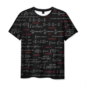 Мужская футболка 3D с принтом Математические формулы в Тюмени, 100% полиэфир | прямой крой, круглый вырез горловины, длина до линии бедер | алгебра | вычисления | геометрия | дроби | интегралы | матан | математика | формулы | школа | шпаргалка