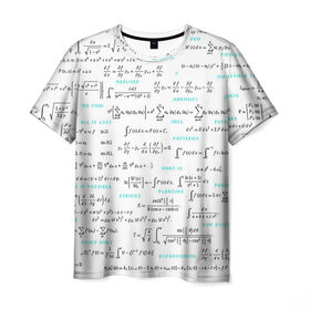 Мужская футболка 3D с принтом Математические формулы в Тюмени, 100% полиэфир | прямой крой, круглый вырез горловины, длина до линии бедер | алгебра | вычисления | геометрия | дроби | интегралы | матан | математика | студентам | формулы | школа | шпаргалка