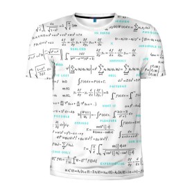 Мужская футболка 3D спортивная с принтом Математические формулы в Тюмени, 100% полиэстер с улучшенными характеристиками | приталенный силуэт, круглая горловина, широкие плечи, сужается к линии бедра | алгебра | вычисления | геометрия | дроби | интегралы | матан | математика | студентам | формулы | школа | шпаргалка