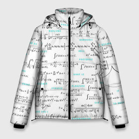 Мужская зимняя куртка 3D с принтом Математические формулы в Тюмени, верх — 100% полиэстер; подкладка — 100% полиэстер; утеплитель — 100% полиэстер | длина ниже бедра, свободный силуэт Оверсайз. Есть воротник-стойка, отстегивающийся капюшон и ветрозащитная планка. 

Боковые карманы с листочкой на кнопках и внутренний карман на молнии. | алгебра | вычисления | геометрия | дроби | интегралы | матан | математика | студентам | формулы | школа | шпаргалка