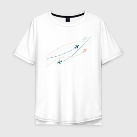 Мужская футболка хлопок Oversize с принтом Flight track в Тюмени, 100% хлопок | свободный крой, круглый ворот, “спинка” длиннее передней части | Тематика изображения на принте: авиация | пилот | самолет | стюардесса