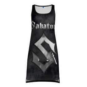 Платье-майка 3D с принтом SABATON | САБАТОН (Z) в Тюмени, 100% полиэстер | полуприлегающий силуэт, широкие бретели, круглый вырез горловины, удлиненный подол сзади. | sabaton | skull | даниель муллбак | йоаким броден | крис рёланд | оскар монтелиус | пэр сундстрём | рикард сунден | сабатон | скелет | тоббе энглунд | томми юханссон | ханнес ван дал | черепа