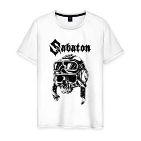 Мужская футболка хлопок с принтом SABATON в Тюмени, 100% хлопок | прямой крой, круглый вырез горловины, длина до линии бедер, слегка спущенное плечо. | 