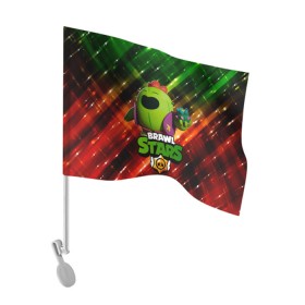Флаг для автомобиля с принтом Brawn Stars Spike в Тюмени, 100% полиэстер | Размер: 30*21 см | brawl | brawl stars | brawlstars | brawl_stars | jessie | poco | бравл | бравлстарс | поко