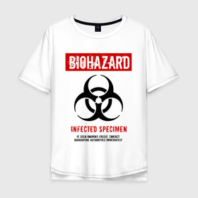 Мужская футболка хлопок Oversize с принтом Biohazard в Тюмени, 100% хлопок | свободный крой, круглый ворот, “спинка” длиннее передней части | 2019 ncov | biohazard | coronavirus | covid 19 | quarantine | болезнь | вирус | карантин | коронавирус | коронавирусная инфекция | эпидемия