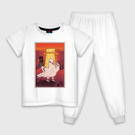 Детская пижама хлопок с принтом Голубь на фоне Атомного Взрыва в Тюмени, 100% хлопок |  брюки и футболка прямого кроя, без карманов, на брюках мягкая резинка на поясе и по низу штанин
 | Тематика изображения на принте: 